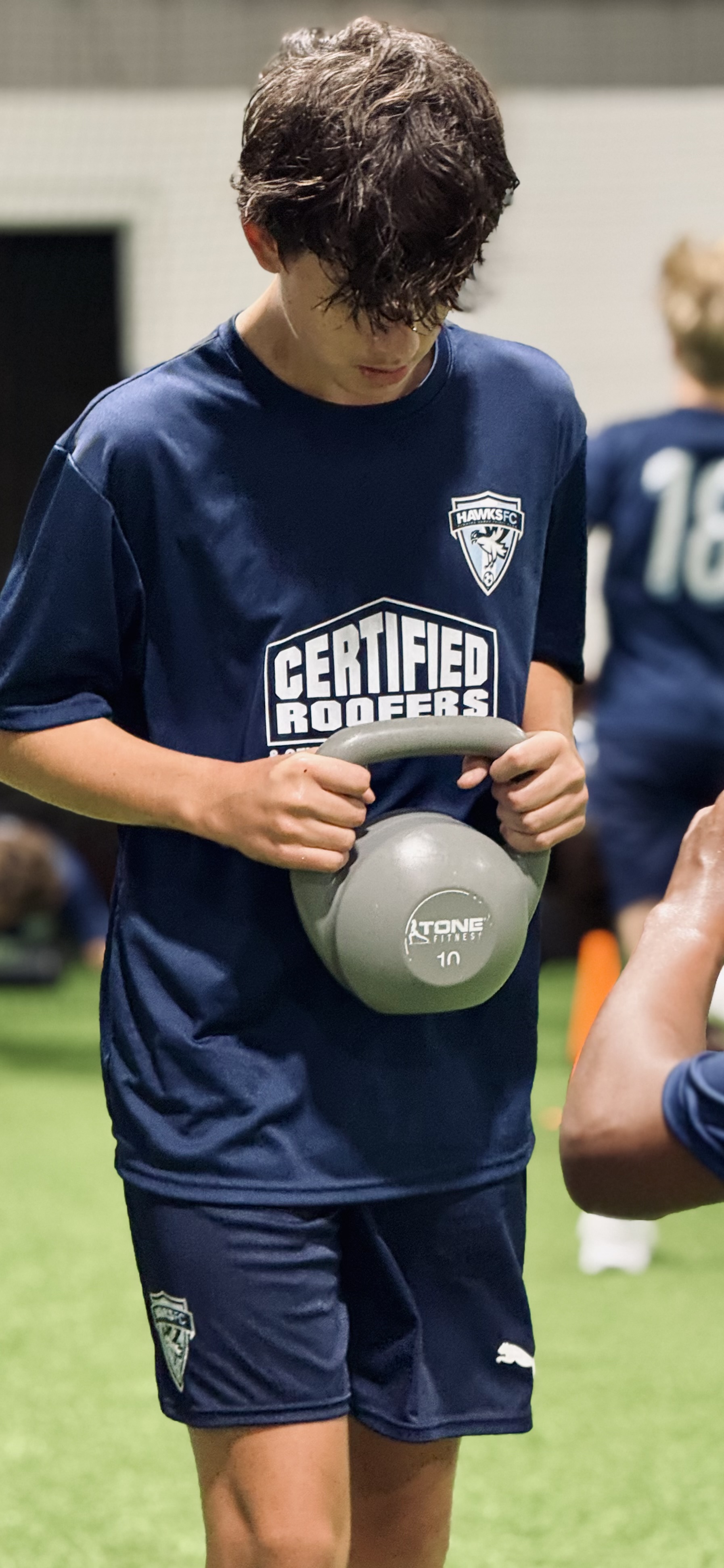 Player with kettlebell